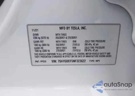 2022 Tesla Model Y Performance Dual Motor All-Wheel Drive from USA, damaged, VIN 7SAYGDEF5NF323622
